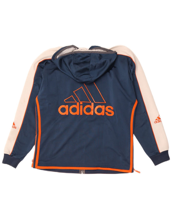 Giacca da ginnastica con cappuccio Adidas da ragazzo 13-14 anni Blu Colourblock
