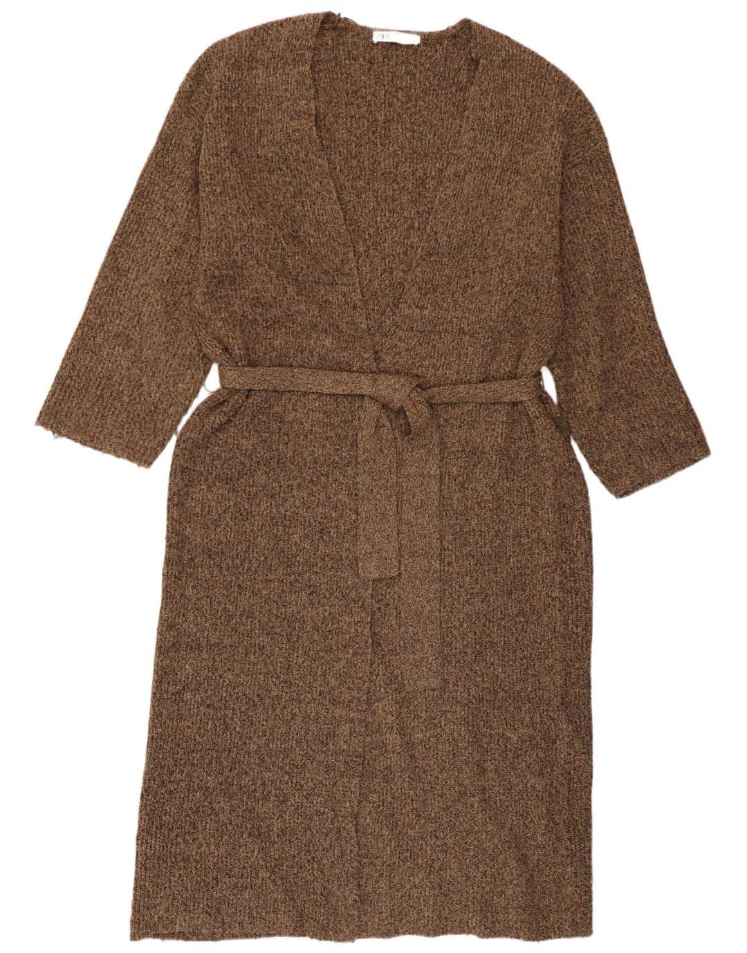 Maglione cardigan oversize lungo da donna Zara UK 14 Marrone medio screziato