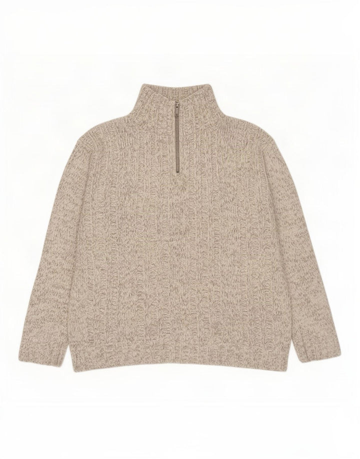 Maglione da uomo Marks & Spencer con collo con zip blu Harbour, grande bianco