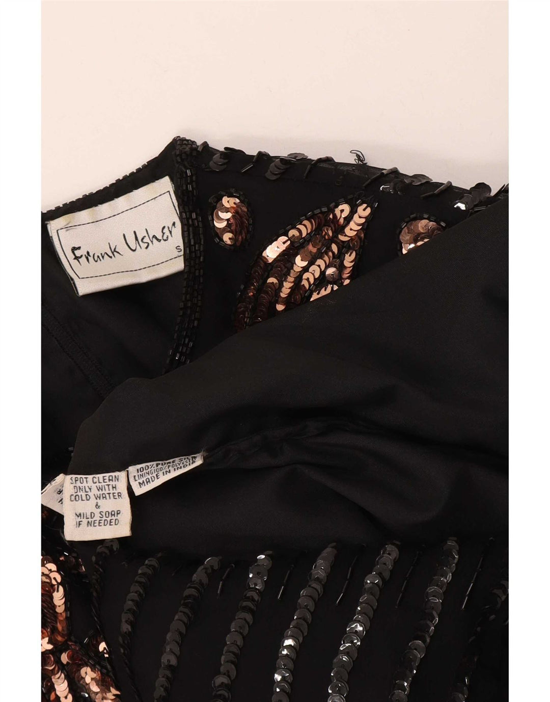Camicetta da sera da donna Frank Usher Top UK 10 Small Black Paisley Silk