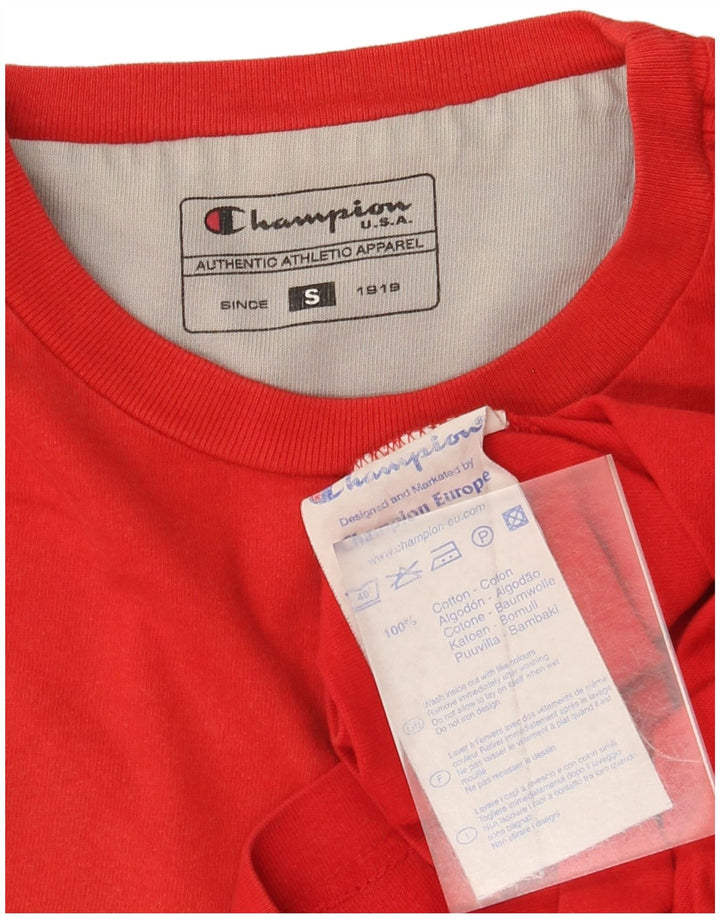 Champion Top grafico da uomo a maniche lunghe in cotone rosso piccolo