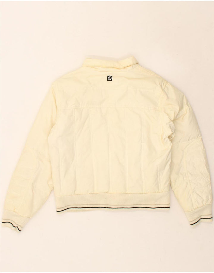 LOTTO Womens Graphic Padded Jacket UK 6 XS Off White Vintage Lotto and Second-Hand Lotto from Messina Hembry 