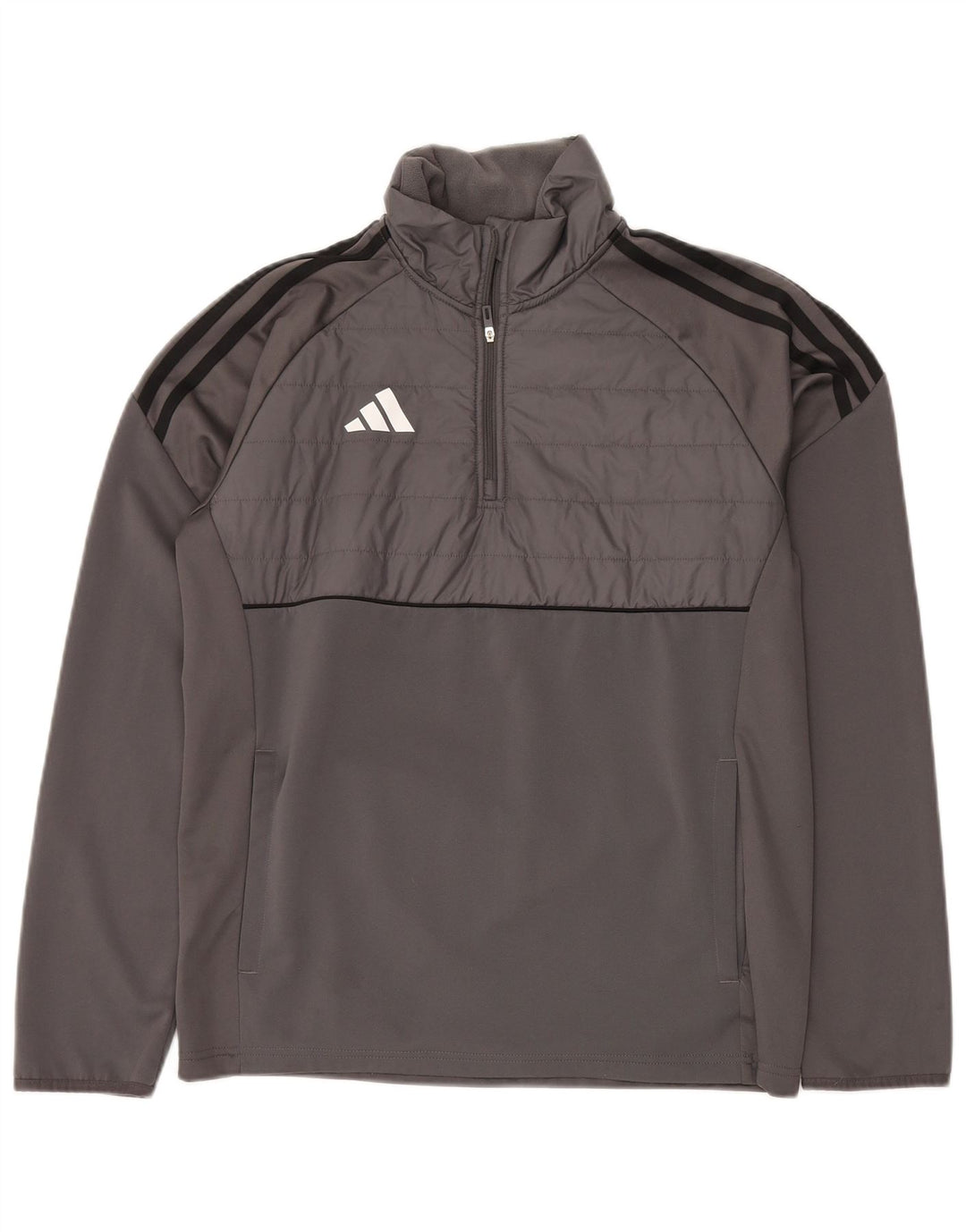 Felpa ADIDAS da uomo Aeroready con zip e collo, piccola, in poliestere grigio