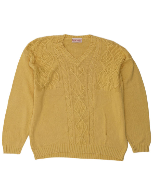 Maglione da uomo con scollo a V Stefanel XL giallo