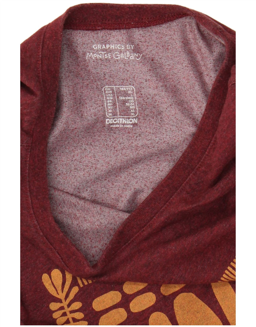 Decathlon - Maglietta grafica da uomo, grande, bordeaux