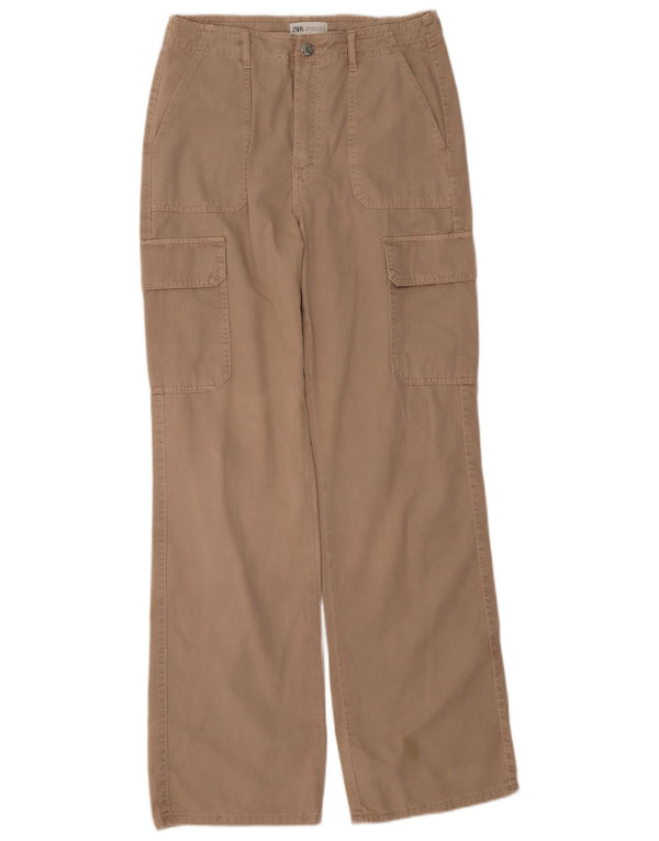 Pantaloni cargo dritti da donna Zara EU 38 Small W28 L33 Beige