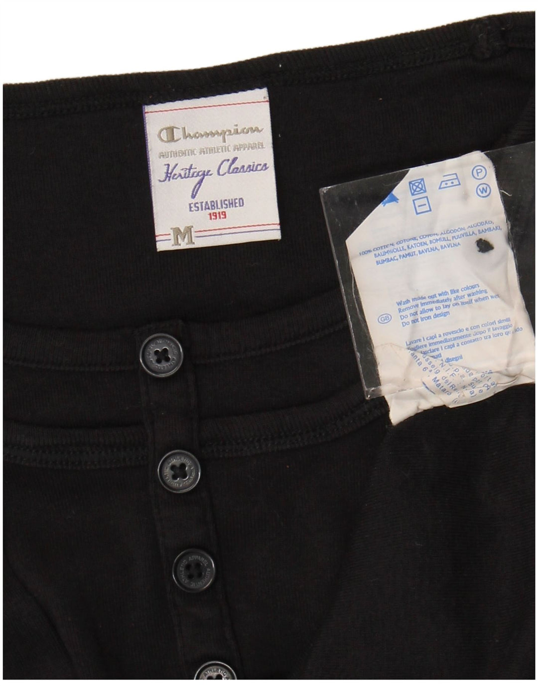 Top da donna Champion Heritage Classics manica lunga UK 12 cotone nero medio