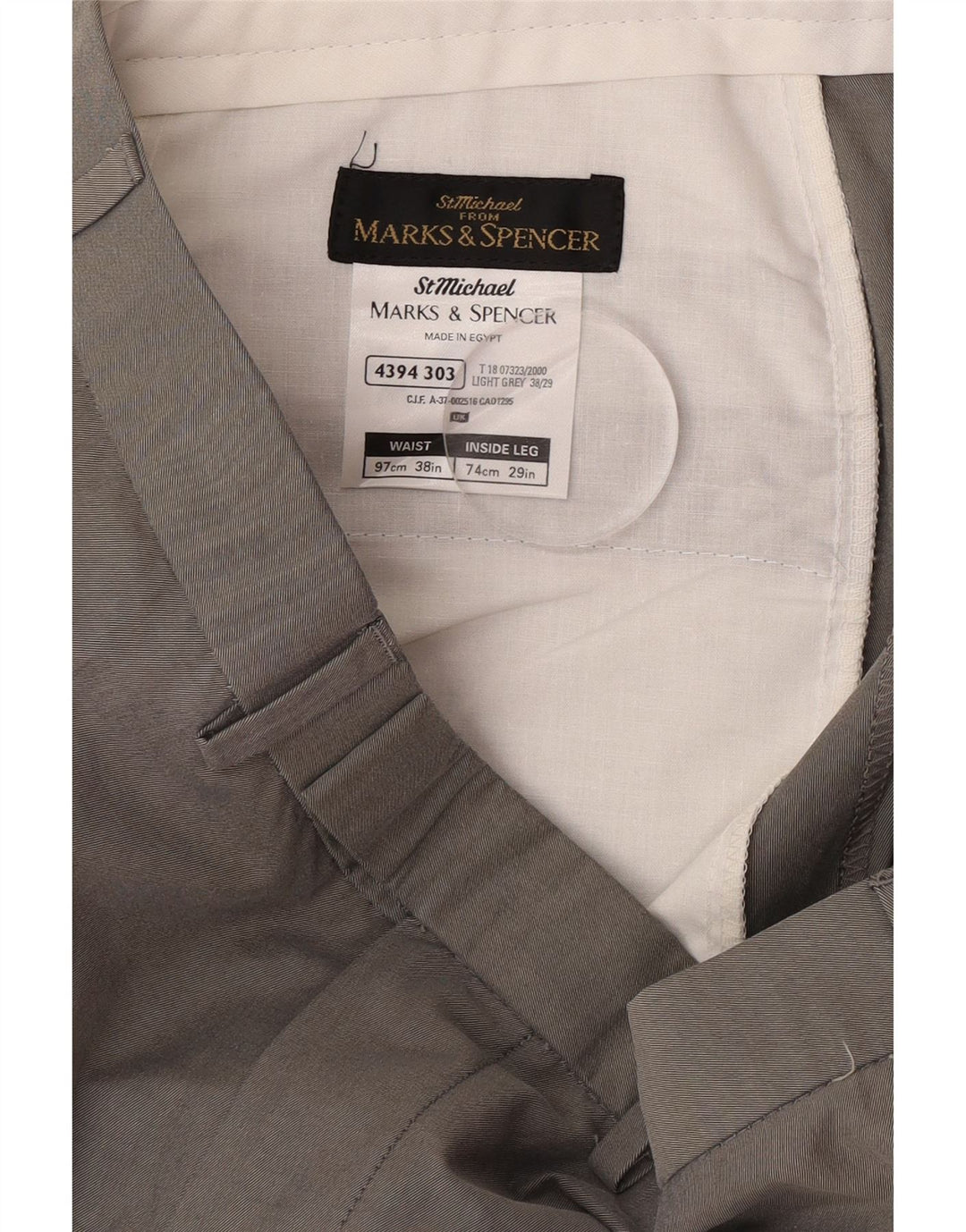Pantaloni da abito dritti da uomo Marks & Spencer W38 L29 cotone grigio