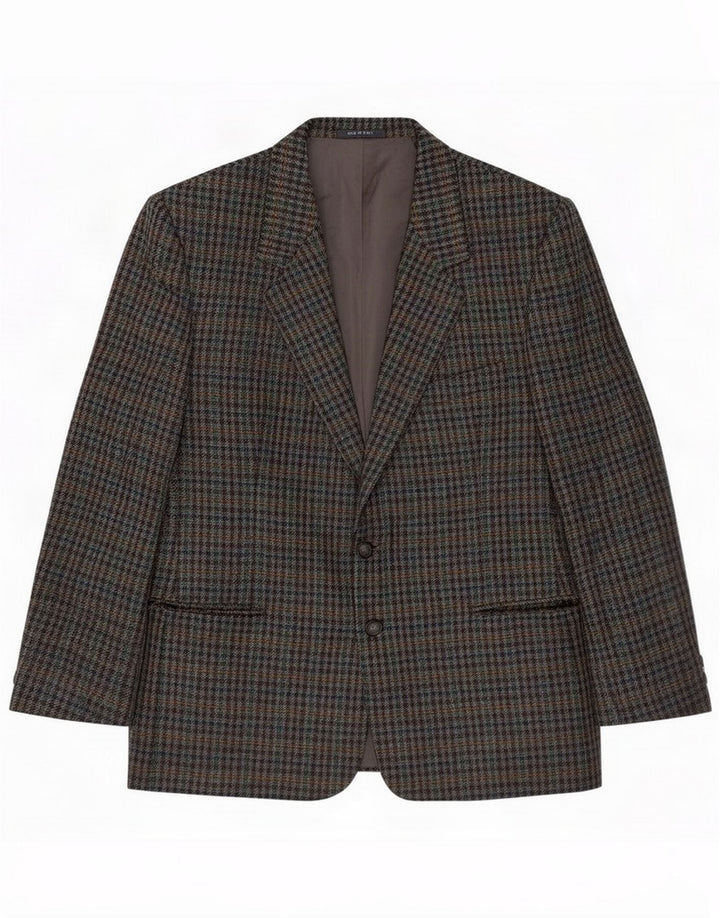 Lebole Giacca blazer da uomo a 2 bottoni IT 50 grande lana a quadri grigia