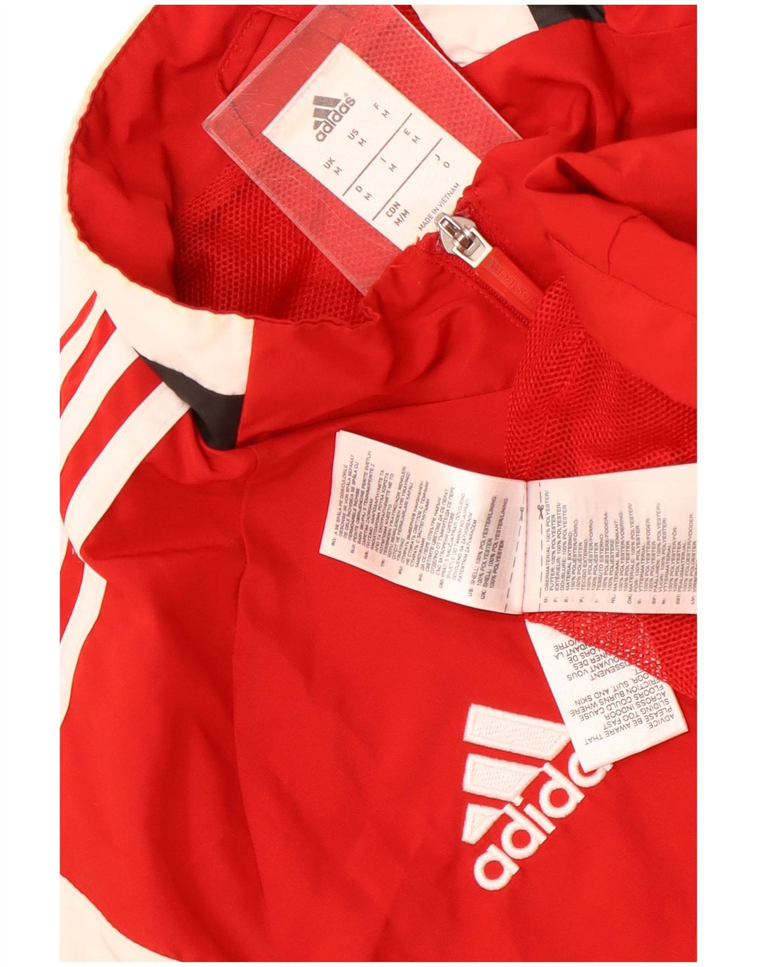 Giacca da ginnastica da uomo Adidas, giacca in poliestere color block rosso medio