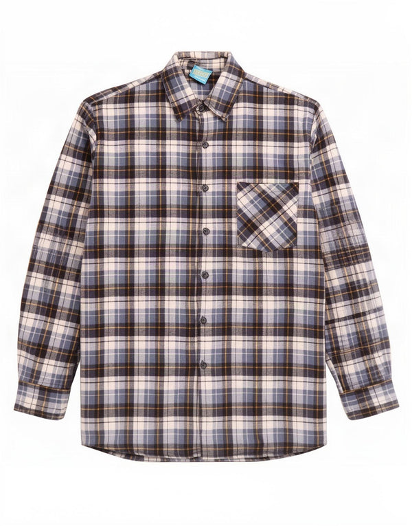 Camicia lunga da uomo in flanella Perth XL in cotone a quadri blu
