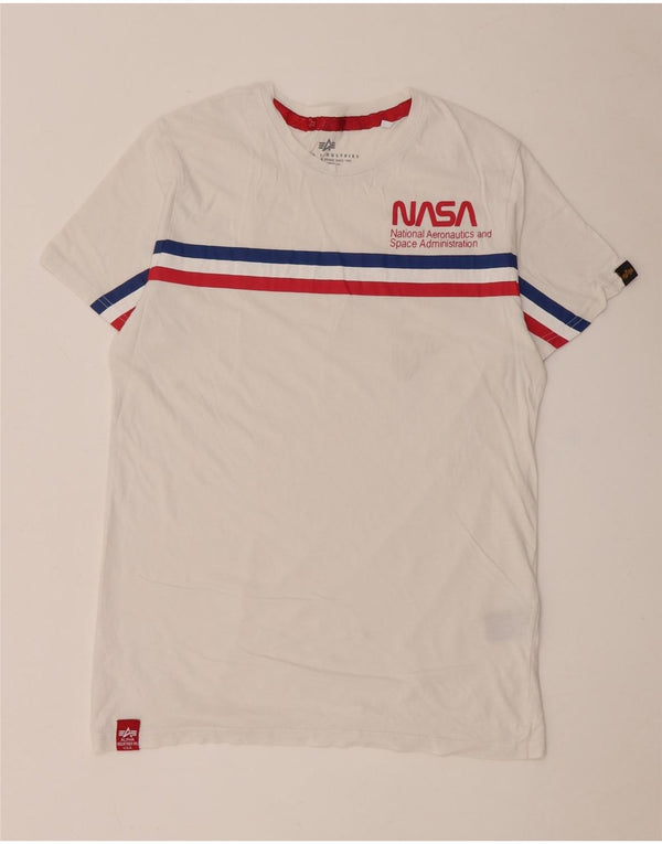 T-shirt grafica da uomo Alpha Industries Top in cotone a righe bianche medie