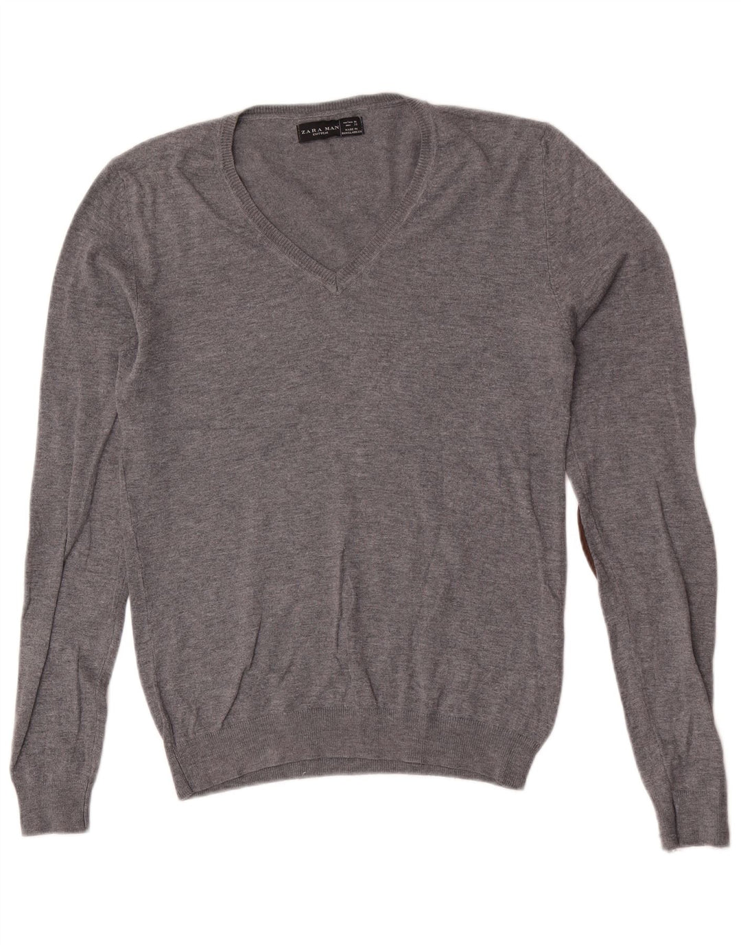 Maglione Zara da uomo con scollo a V in viscosa grigio medio