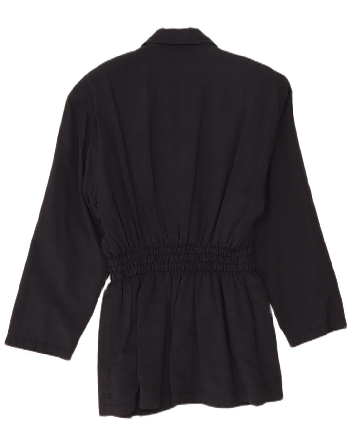 Giacca blazer lunga da donna vintage a 3 bottoni IT 44 blu navy medio