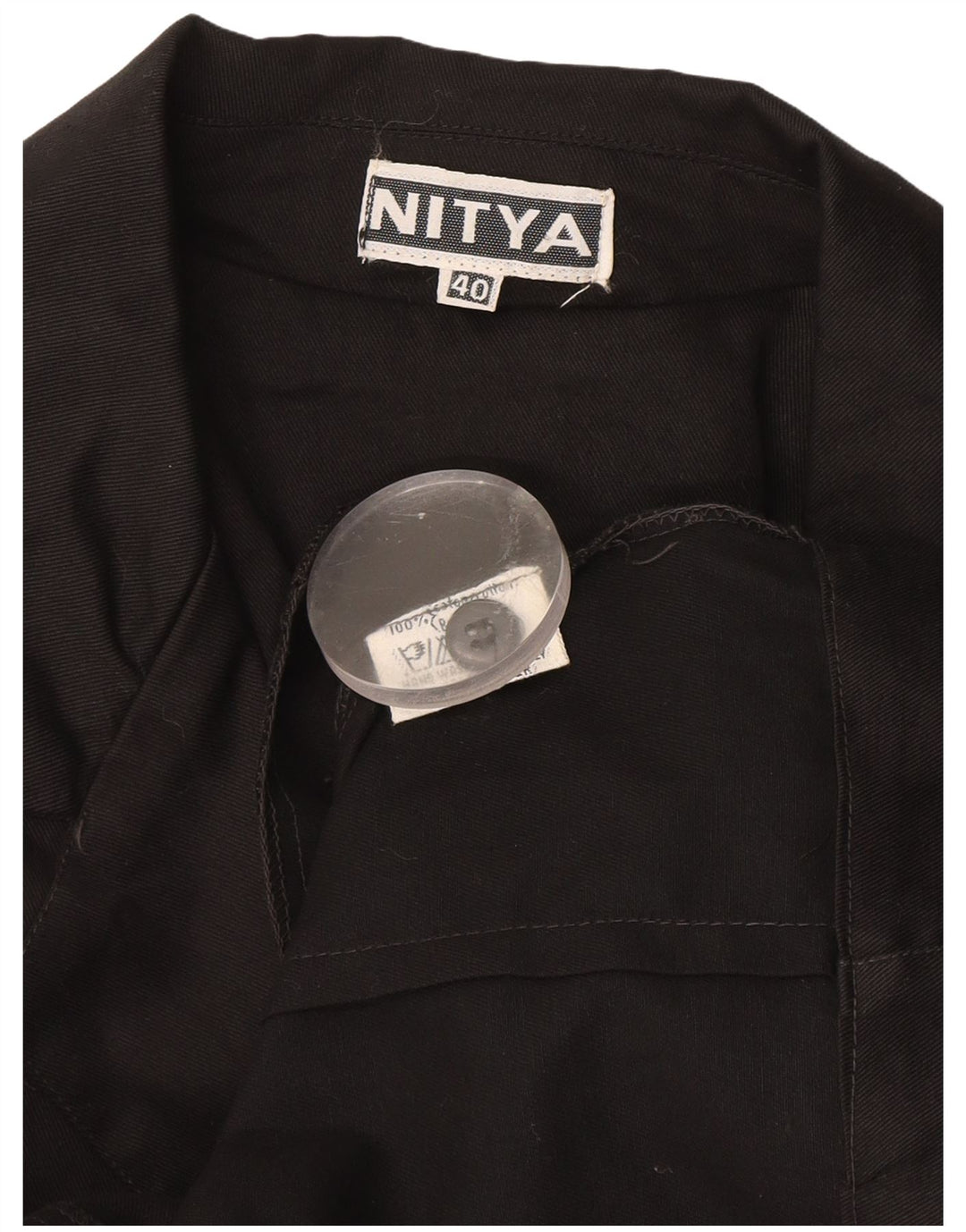 Giacca blazer da donna a 3 bottoni con maniche a 3/4 Nitya IT 40 piccola in cotone nero