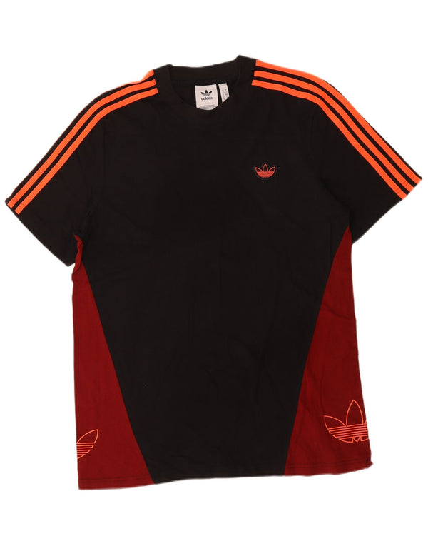 T-shirt grafica da uomo Adidas Top in cotone color block medio nero