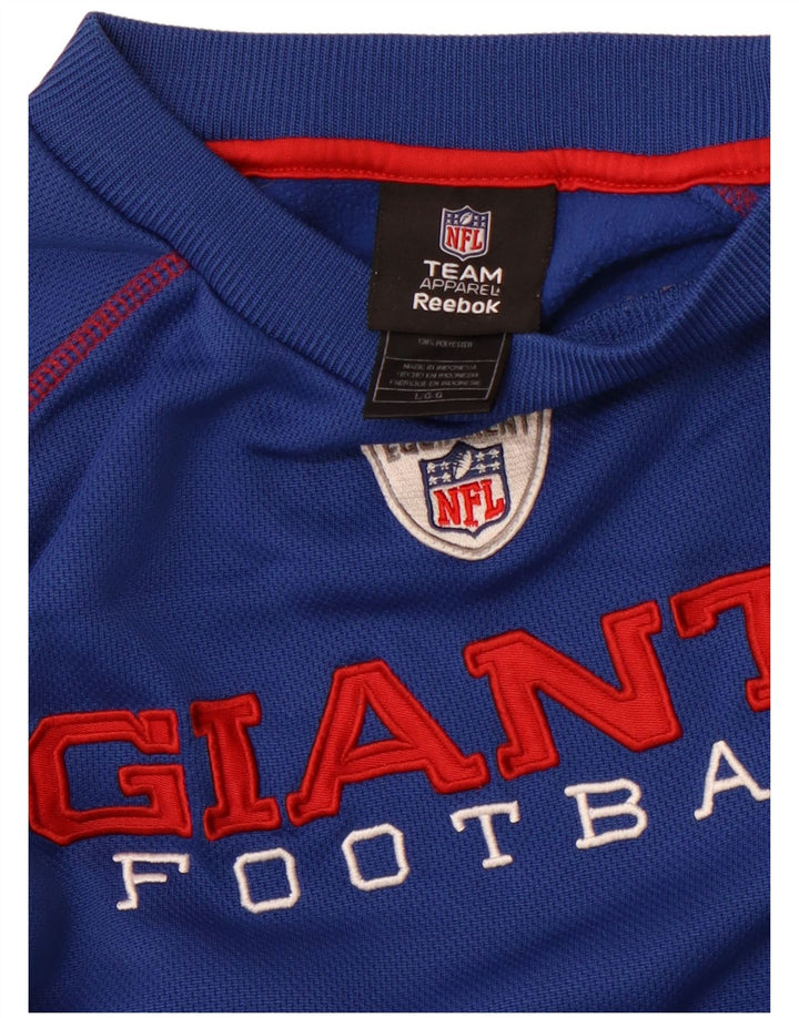 REEBOK Maglia grafica da uomo Giants a maniche lunghe in poliestere blu grande