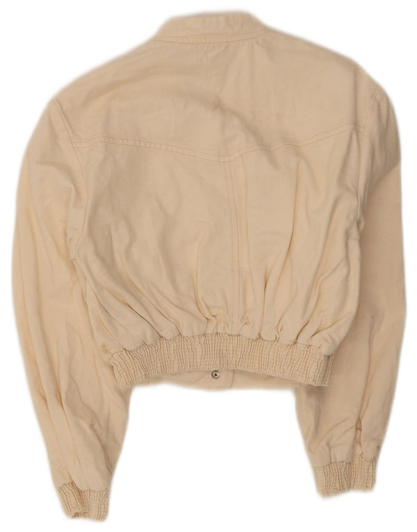 Giubbotto bomber corto da donna Zara UK 10 piccolo bianco sporco