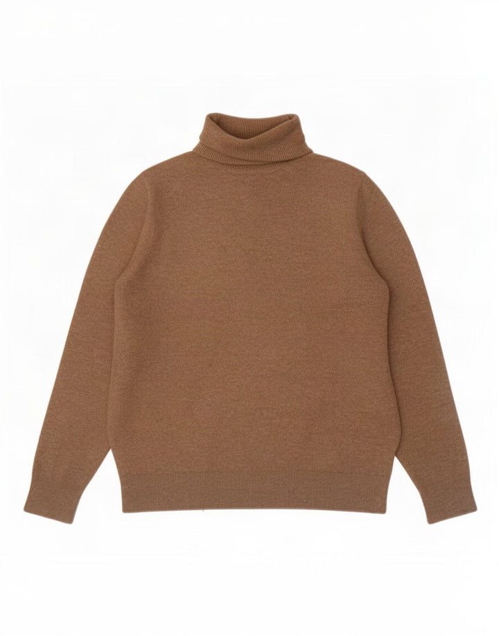 Maglione maglione da uomo Marks & Spencer a collo alto piccolo poliestere beige