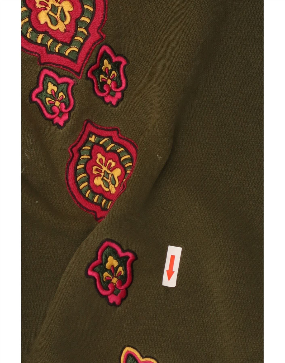 Felpa oversize da donna Jaeger, maglione UK 12, cotone floreale kaki medio