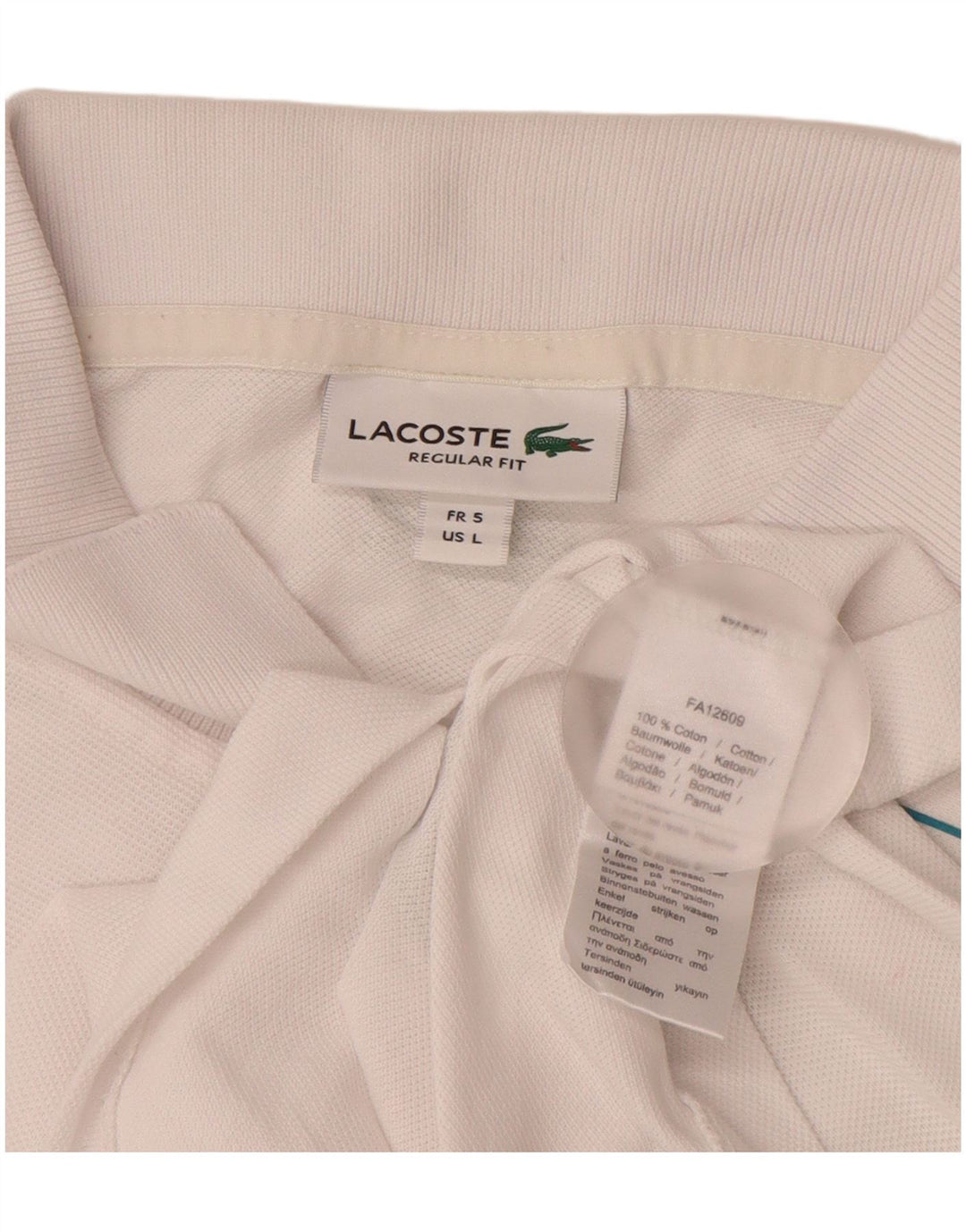 Polo LACOSTE da uomo con vestibilità regolare grafica taglia 5 grande in cotone bianco