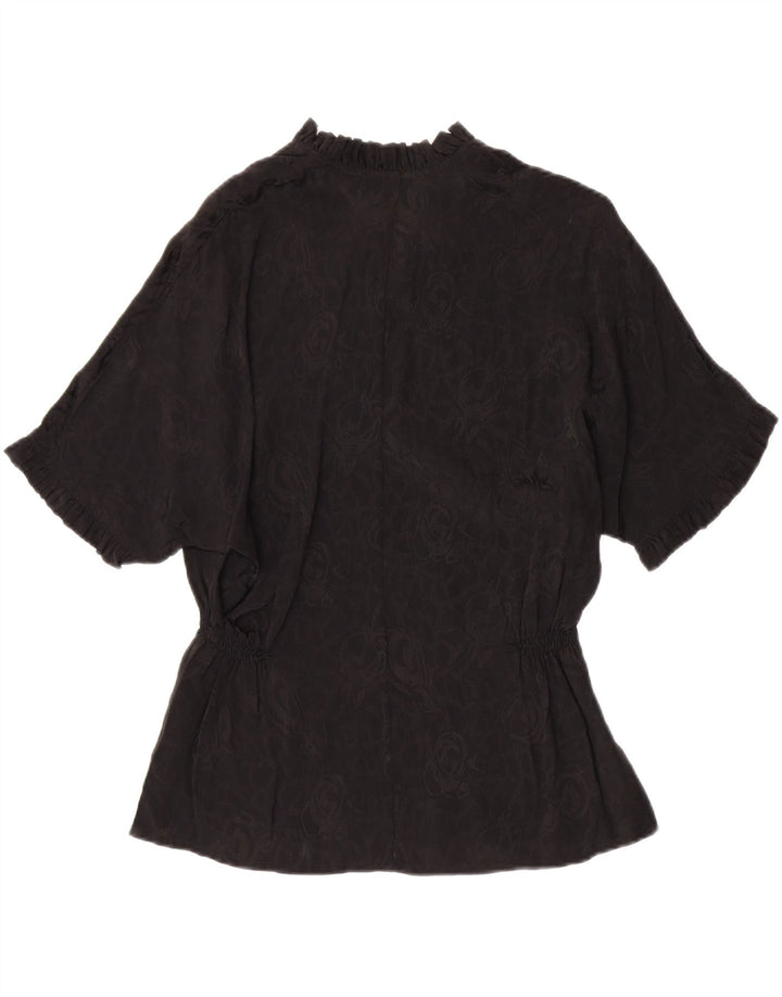 VINTAGE Womens Blouse Top UK 10 Small Black Paisley Vintage Vintage and Second-Hand Vintage from Messina Hembry 