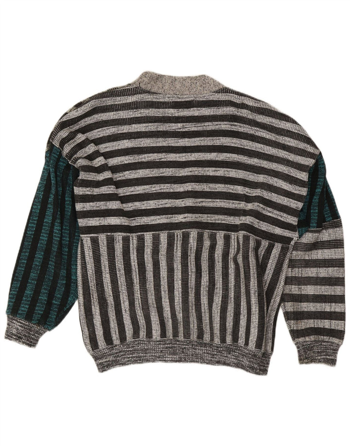 Maglione cardigan da uomo La Squadra in cotone a righe grandi grigie