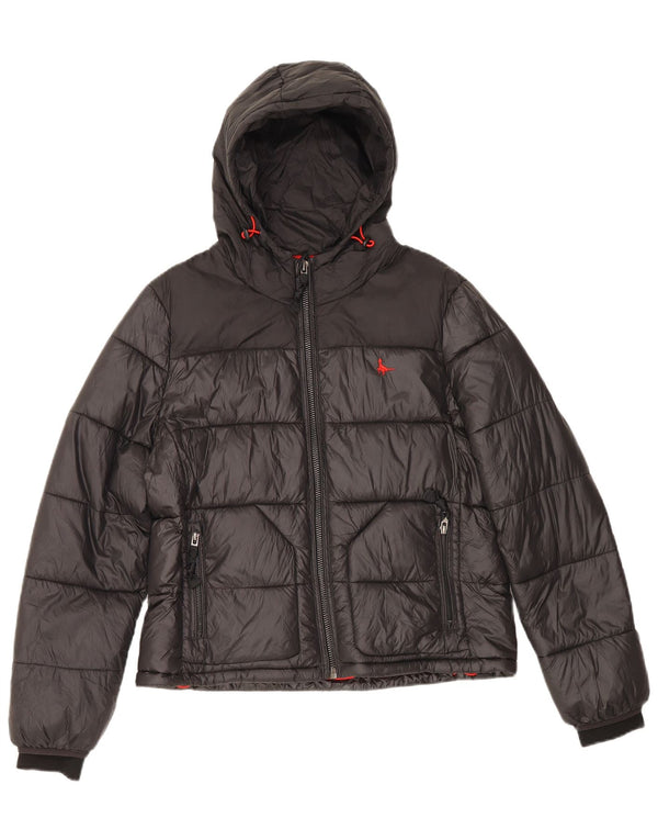 Giacca imbottita con cappuccio da donna Jack Wills UK 12 media nera in poliammide