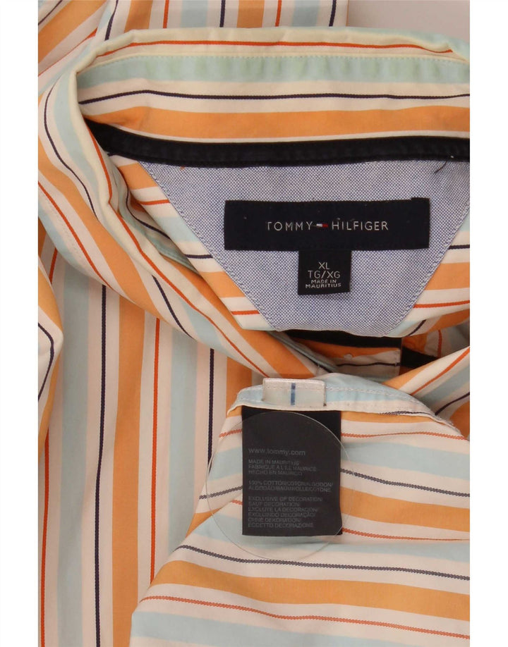 Camicia da uomo Tommy Hilfiger XL in cotone a righe multicolore