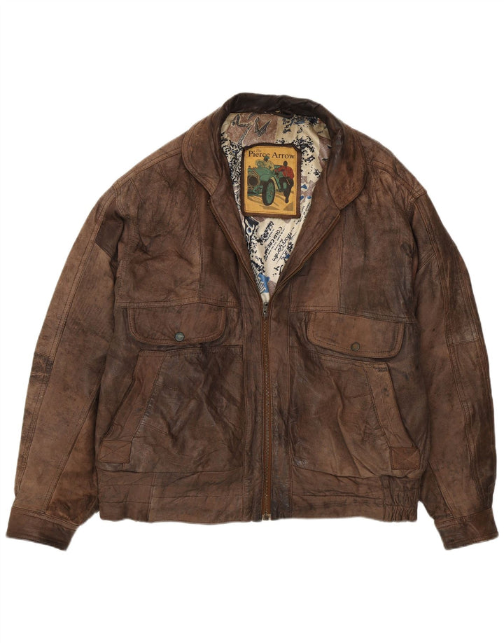Giacca in pelle da uomo Pierce Arrow IT 56 3XL Pelle marrone