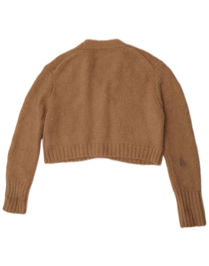 Maglione cardigan corto da donna Zara UK 14 Lana di alpaca beige medio