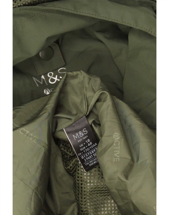 Giacca antipioggia con cappuccio da donna Marks & Spencer UK 18 XL poliuretano verde