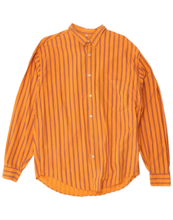 Camicia vintage da uomo XL in cotone a righe arancioni