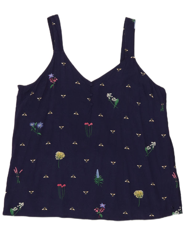 Joules Canottiera da donna con motivo astratto UK 20 2XL Viscosa blu navy