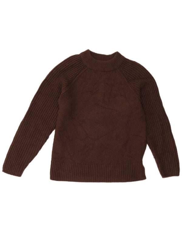 Maglione maglione a collo alto da donna Marks & Spencer UK 10 piccolo acrilico marrone