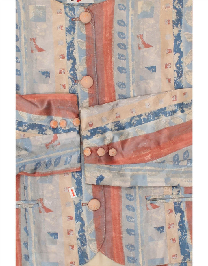 VINTAGE Womens Abstract Pattern 4 Button Blazer Jacket UK 14 Large Blue Vintage Vintage and Second-Hand Vintage from Messina Hembry 