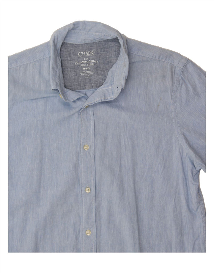 CHAPS Mens Short Sleeve Shirt Medium Blue Linen Vintage Chaps and Second-Hand Chaps from Messina Hembry 