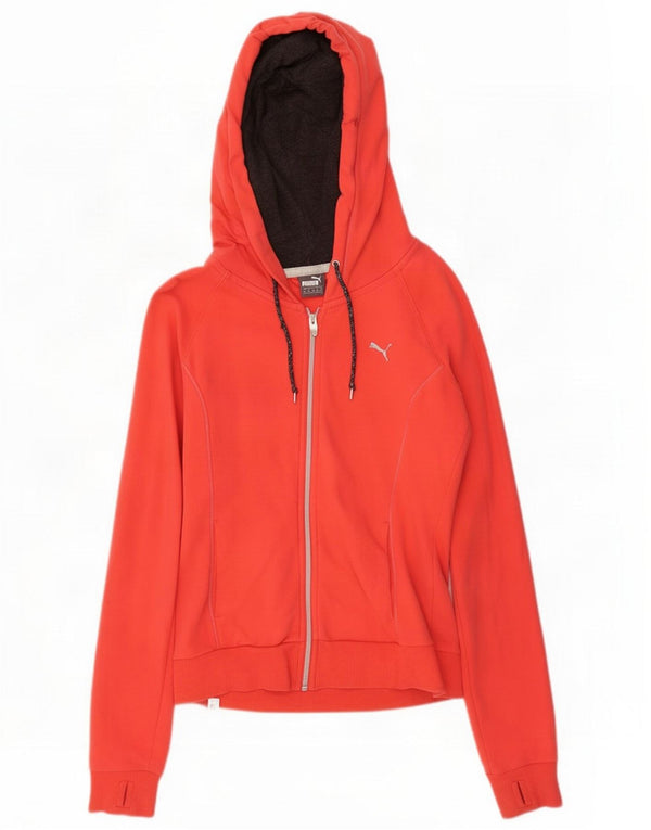 Puma Felpa con cappuccio e zip da donna UK 12 Rosso medio Cotone