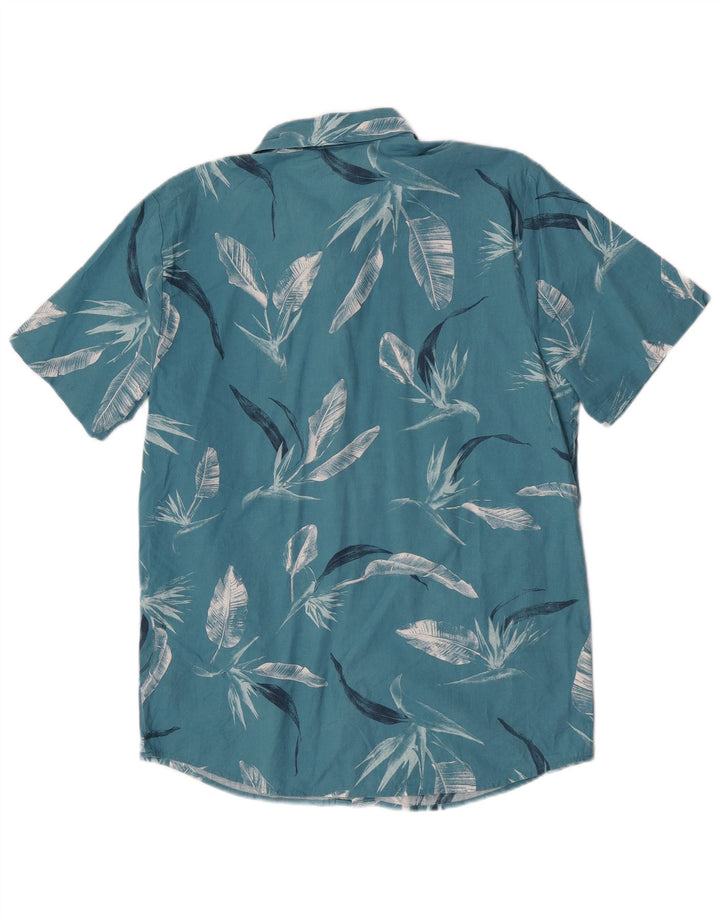 Camicia a maniche corte da uomo Volcom in cotone floreale blu medio