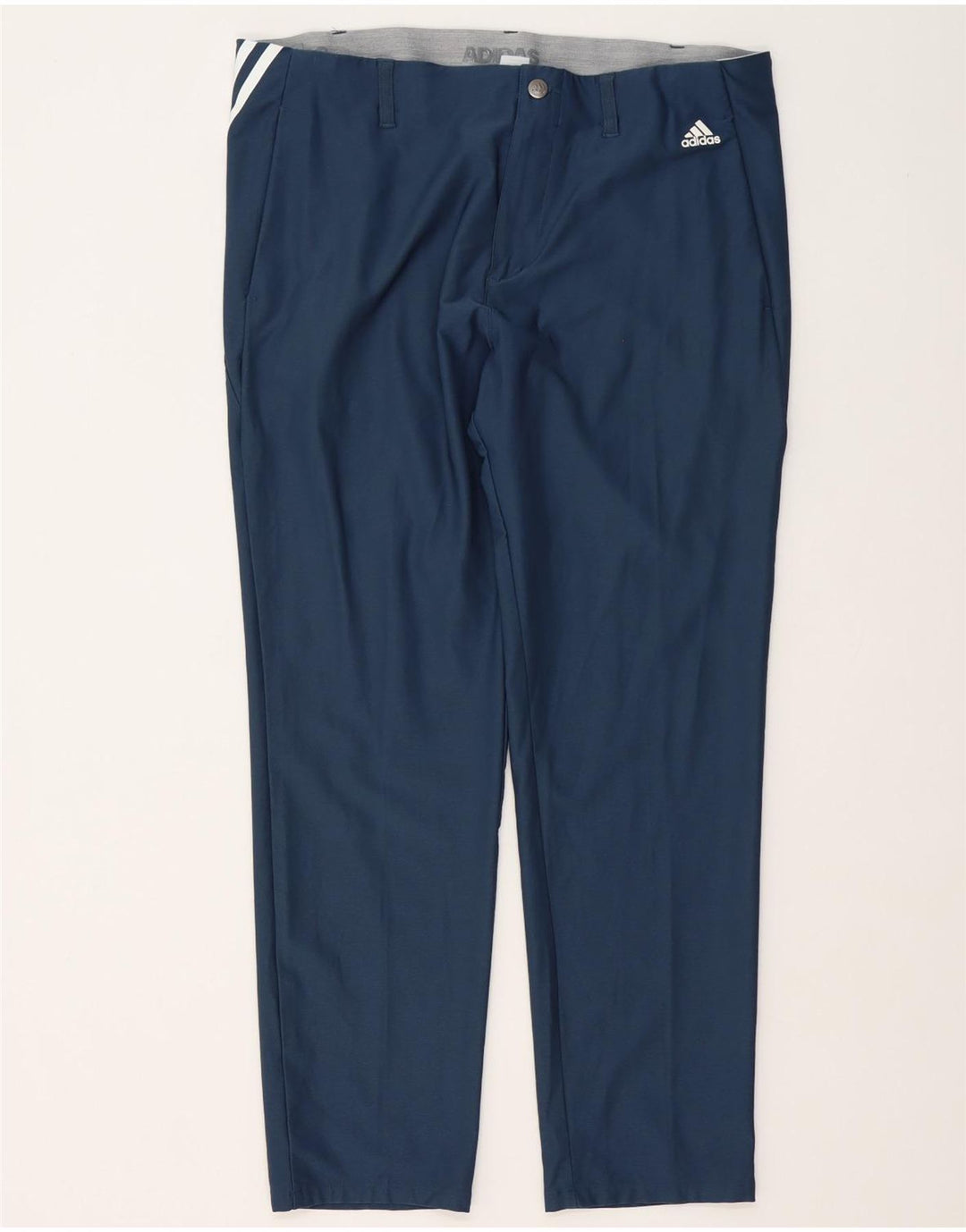Pantaloni chino dritti da uomo Adidas W36 L30 poliestere blu navy