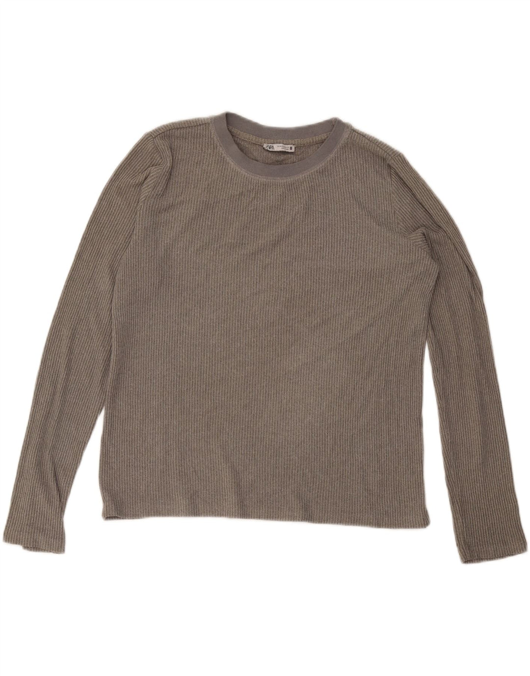 Top Zara da donna a maniche lunghe UK 14 Grigio medio