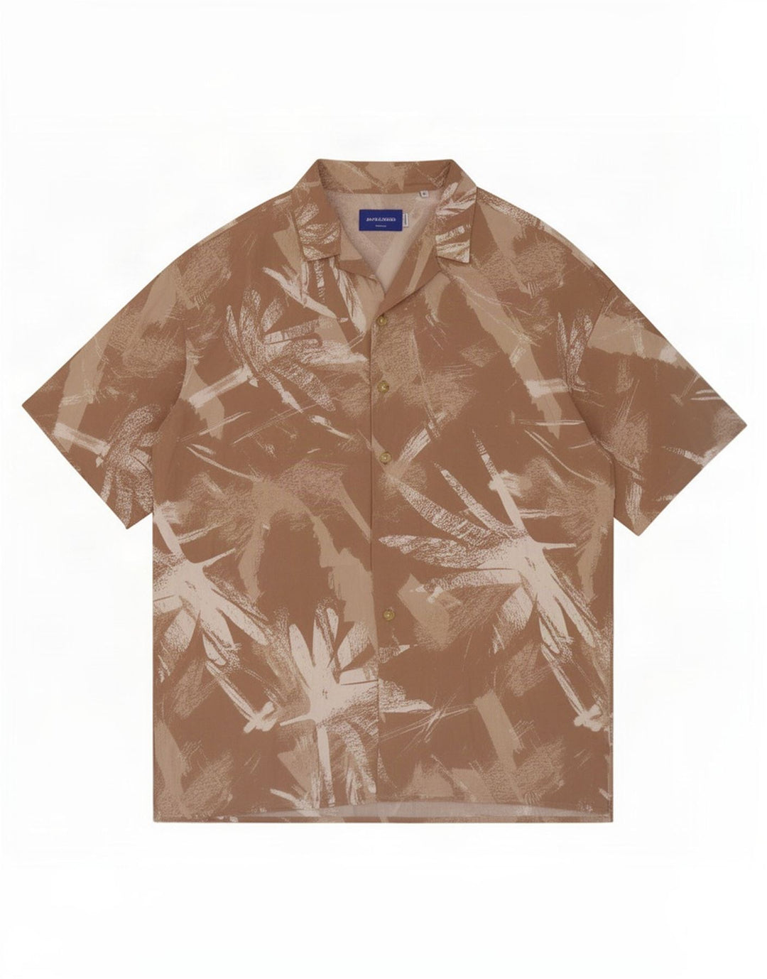 Camicia a maniche corte da uomo Jack & Jones con motivo astratto in viscosa beige medio