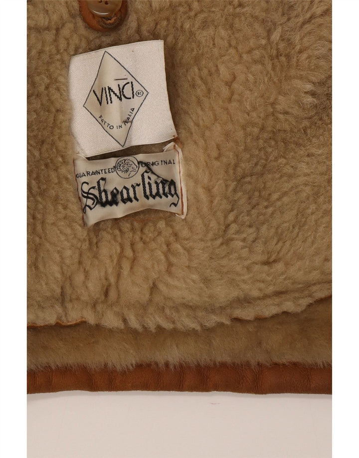 Giubbotto in shearling da uomo Vinci UK 40 grande in pelle marrone
