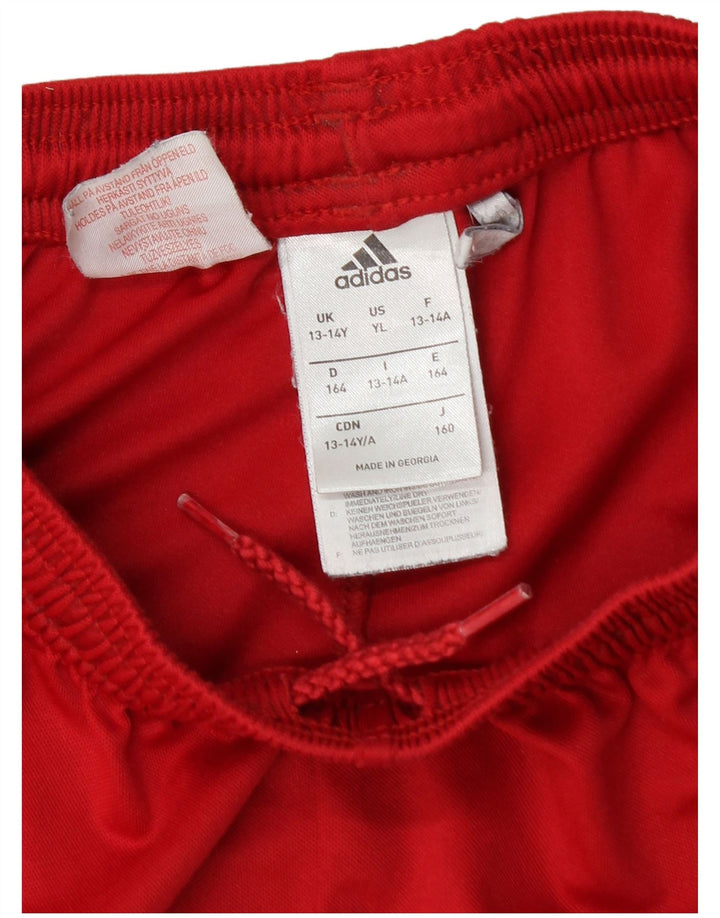 Pantaloncini sportivi Adidas Climalite da ragazzo 13-14 anni in poliestere rosso