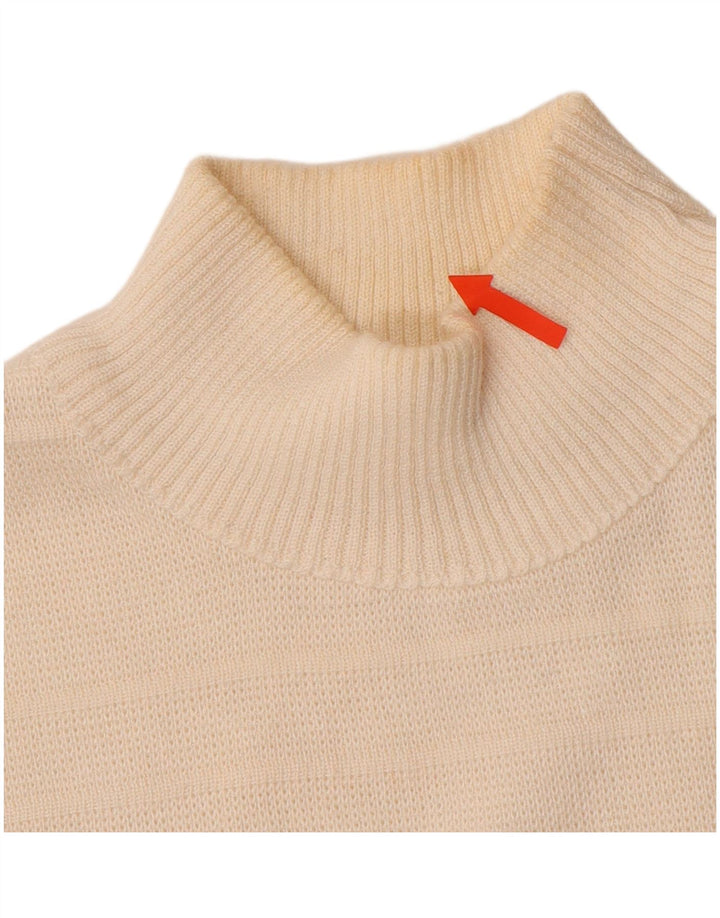Maglione maglione collo alto da donna VINTAGE UK 16 grande bianco