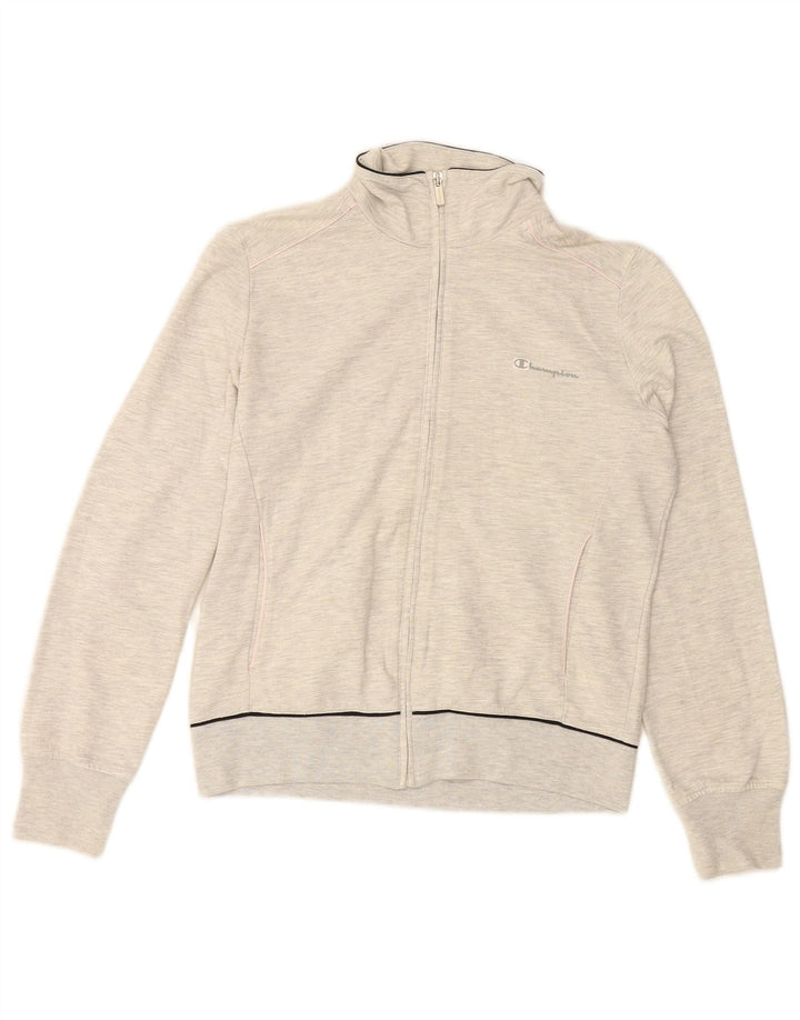 CHAMPION Giacca corta da tuta da donna UK 14 Grande cotone chiazzato grigio
