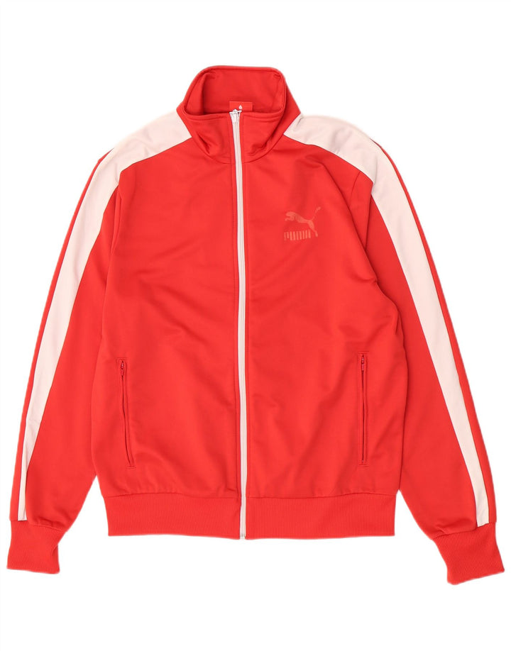 Giacca da tuta da uomo Puma in poliestere color block rosso medio