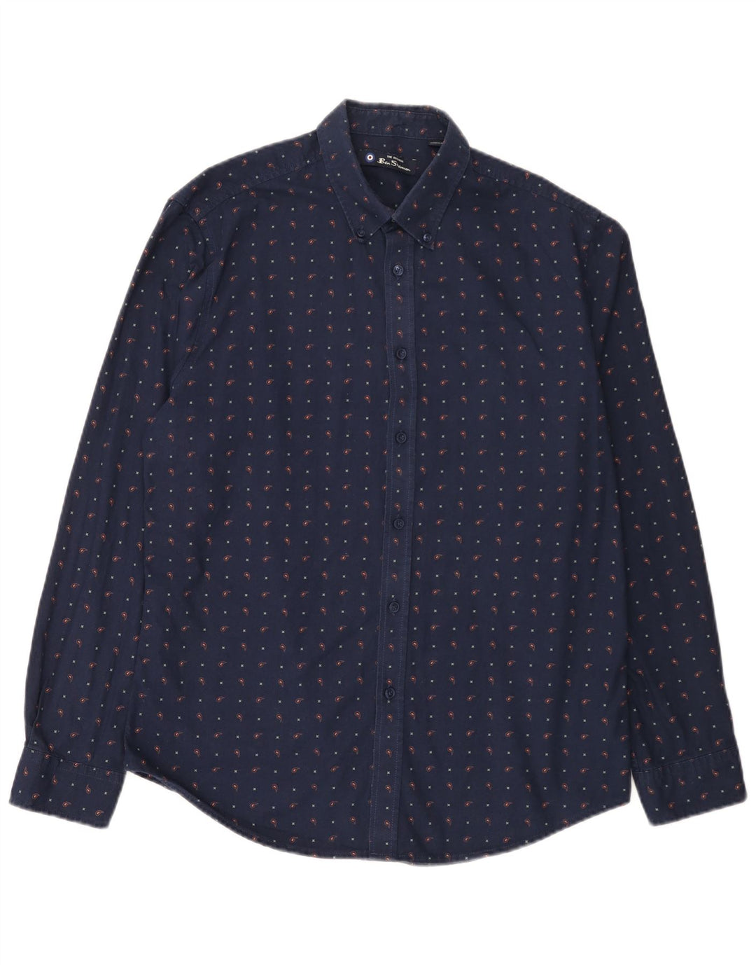 Camicia da uomo Ben Sherman grande in cotone maculato blu navy