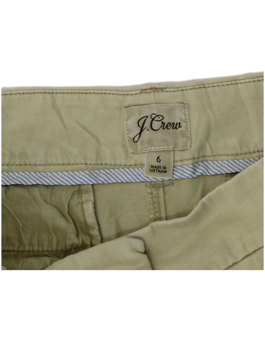 Pantaloncini chino da donna J. Crew US 6 medi W30 cotone kaki