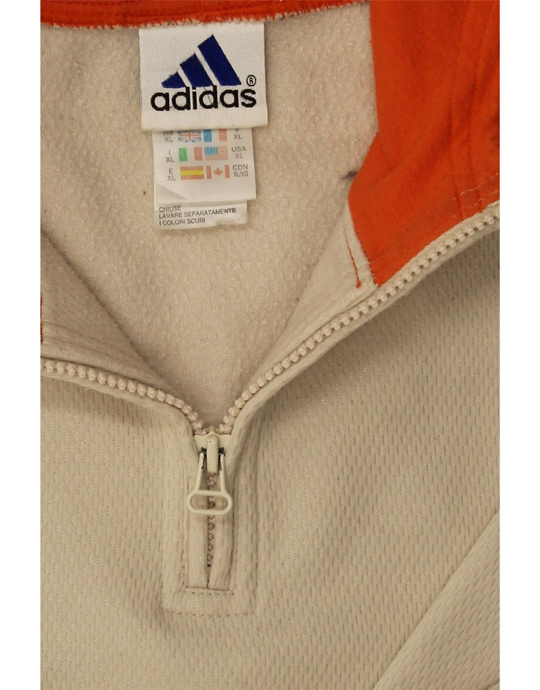 Felpa con cappuccio da uomo Adidas con zip e collo XL in poliestere beige